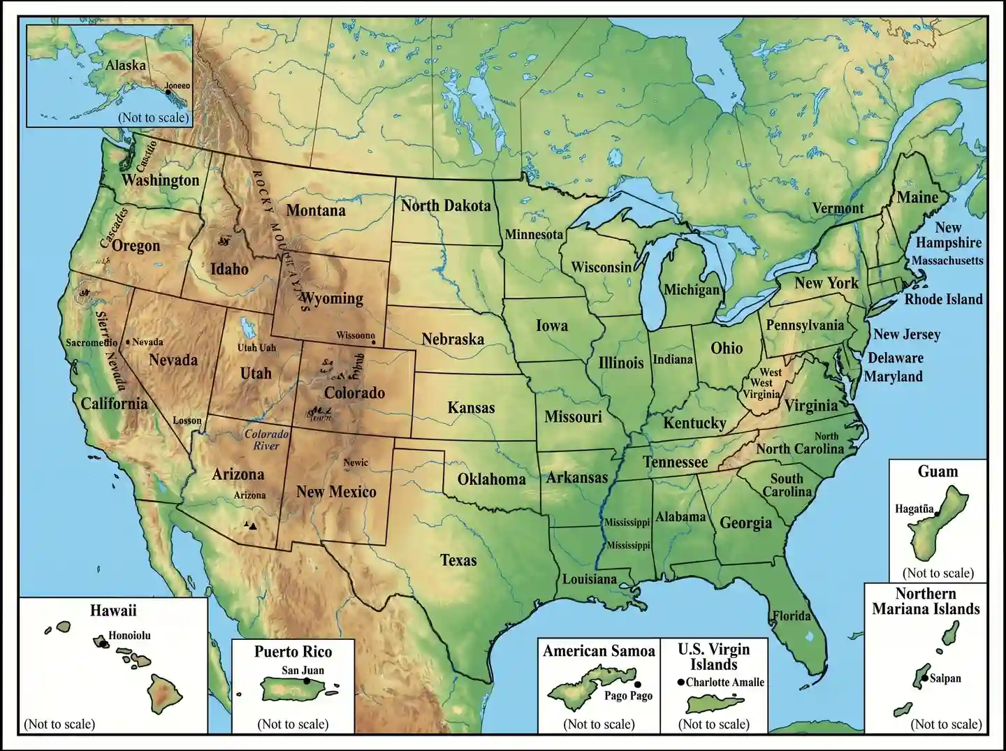 USA Physical Map