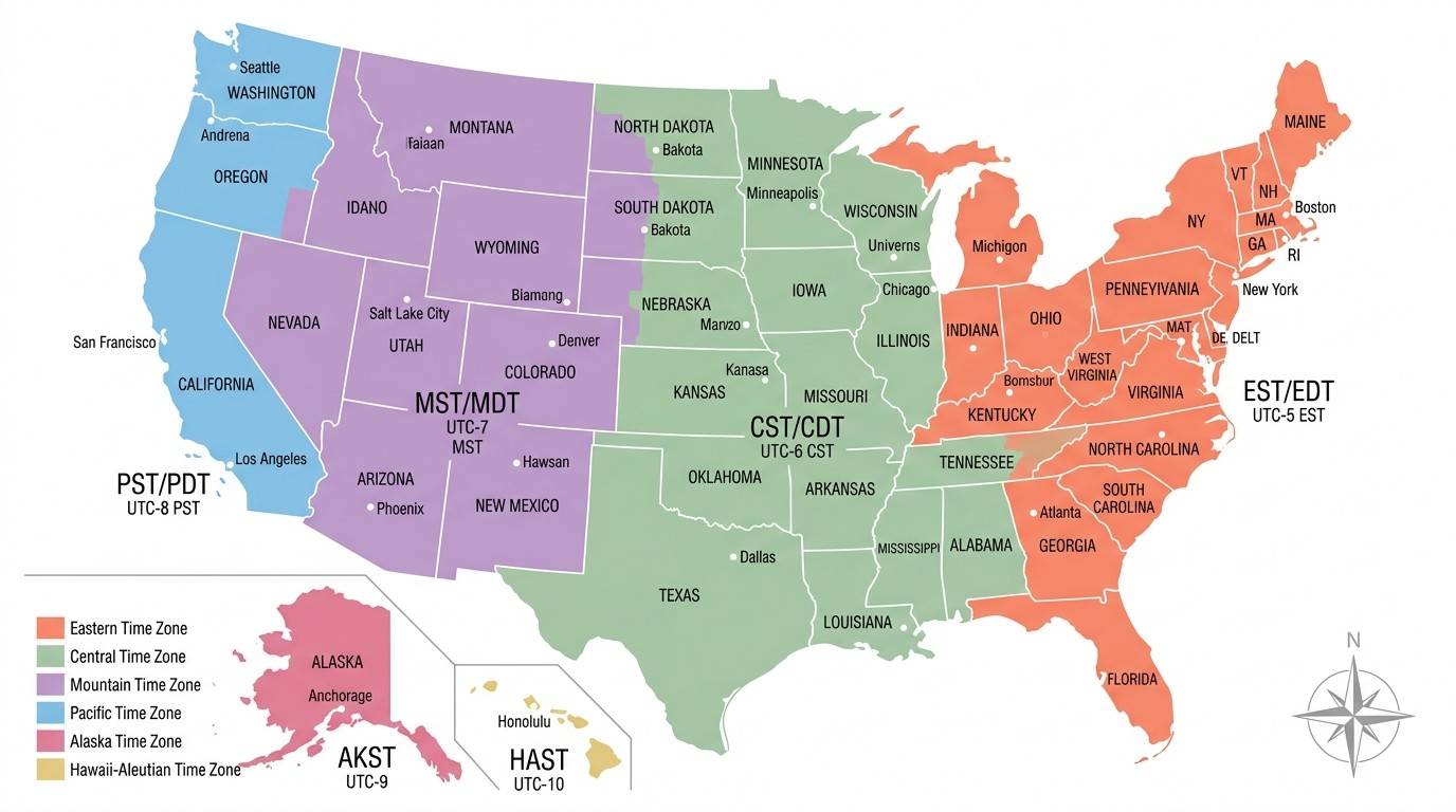 USA Time Zone Map