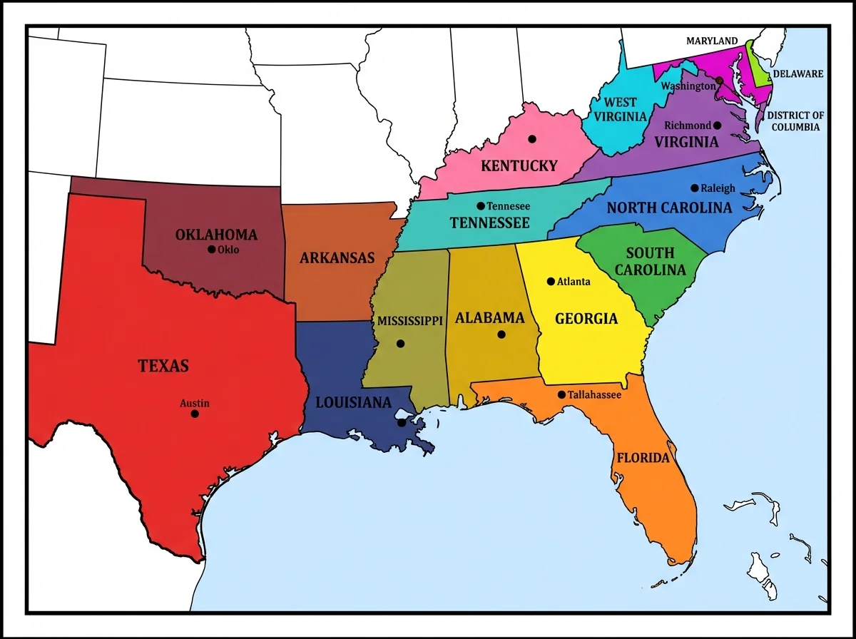  Political Southern US Map