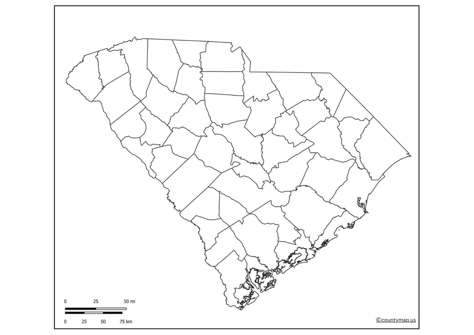 Blank South Carolina Map