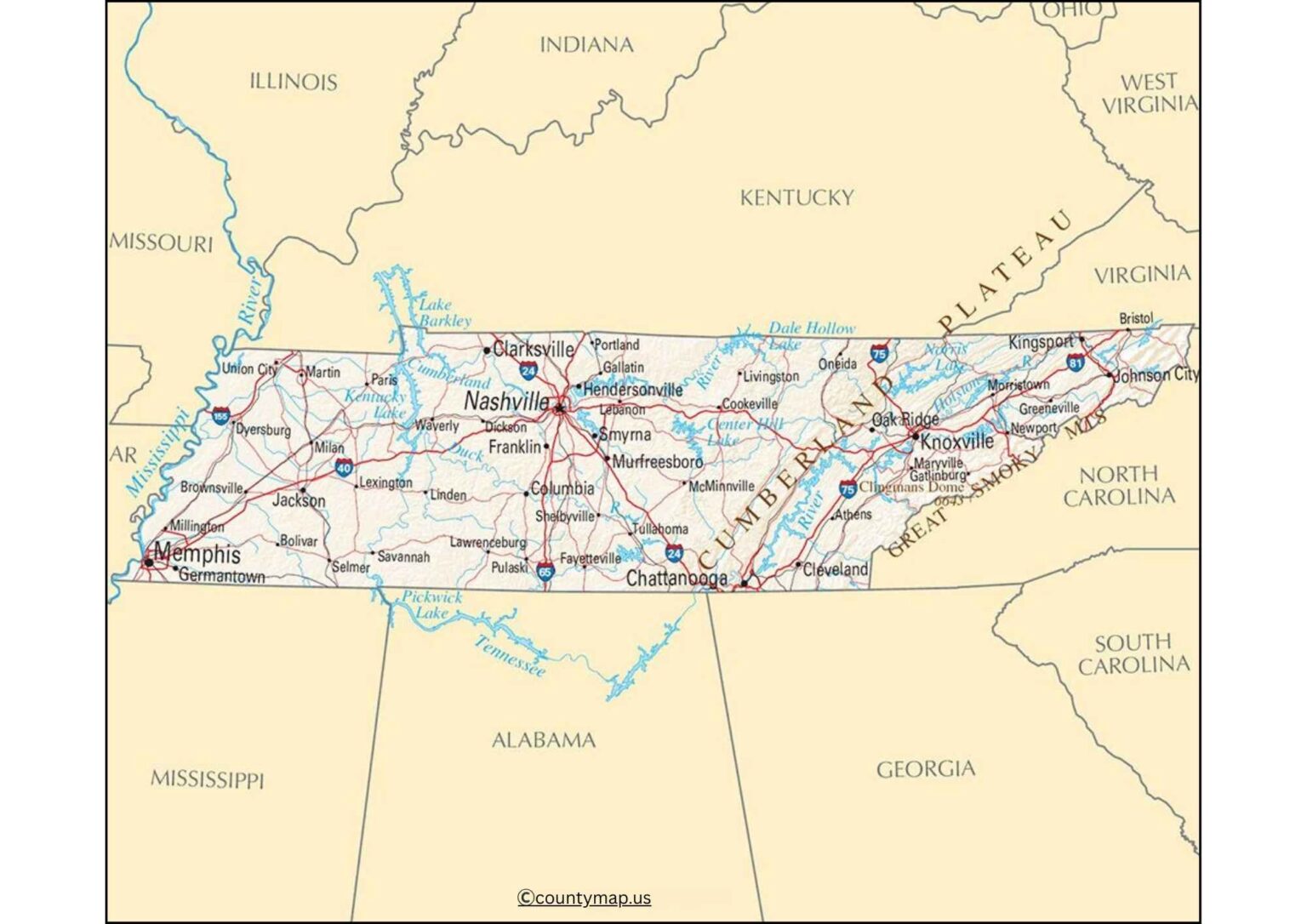 Tennessee County Map