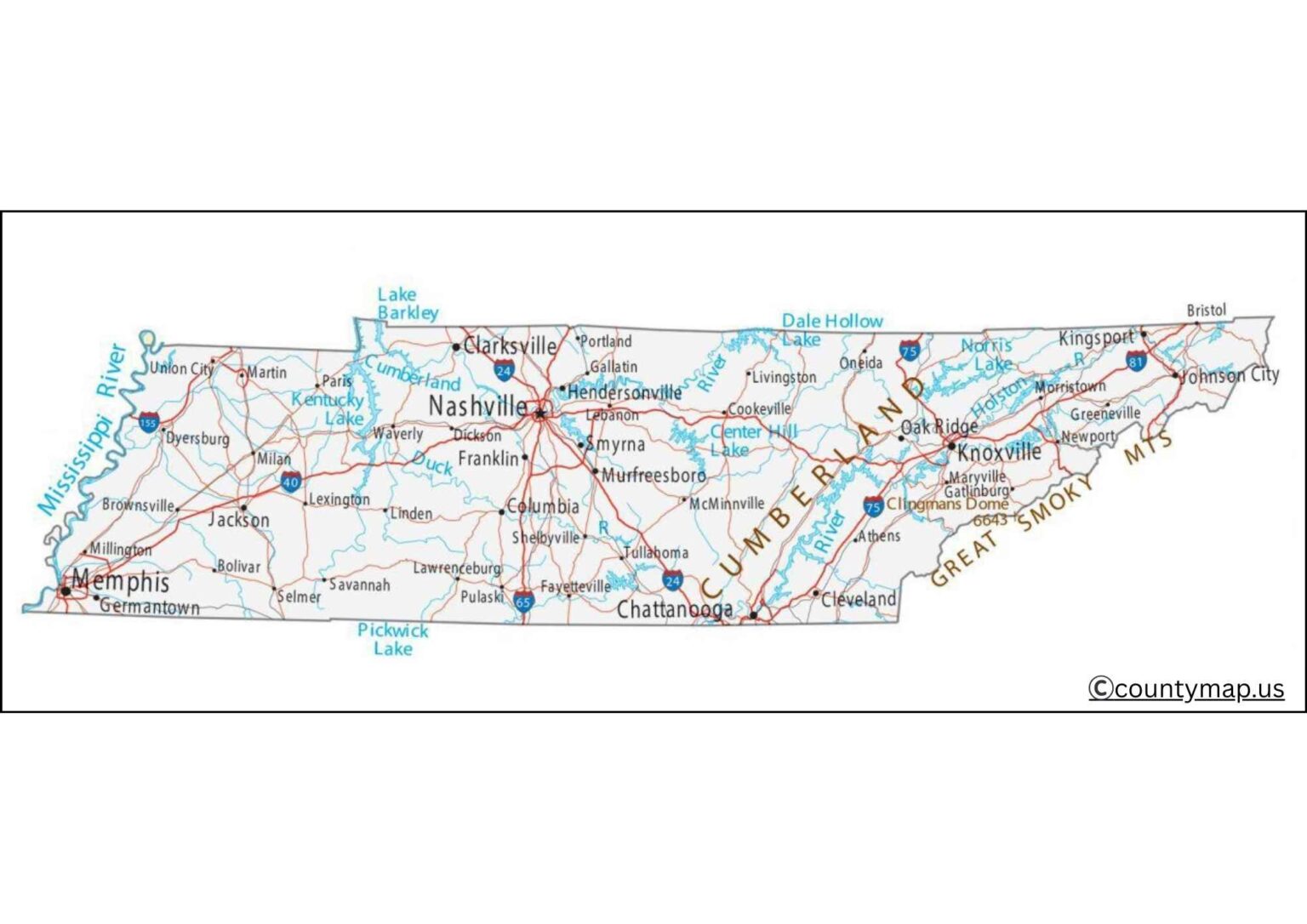 Tennessee County Map