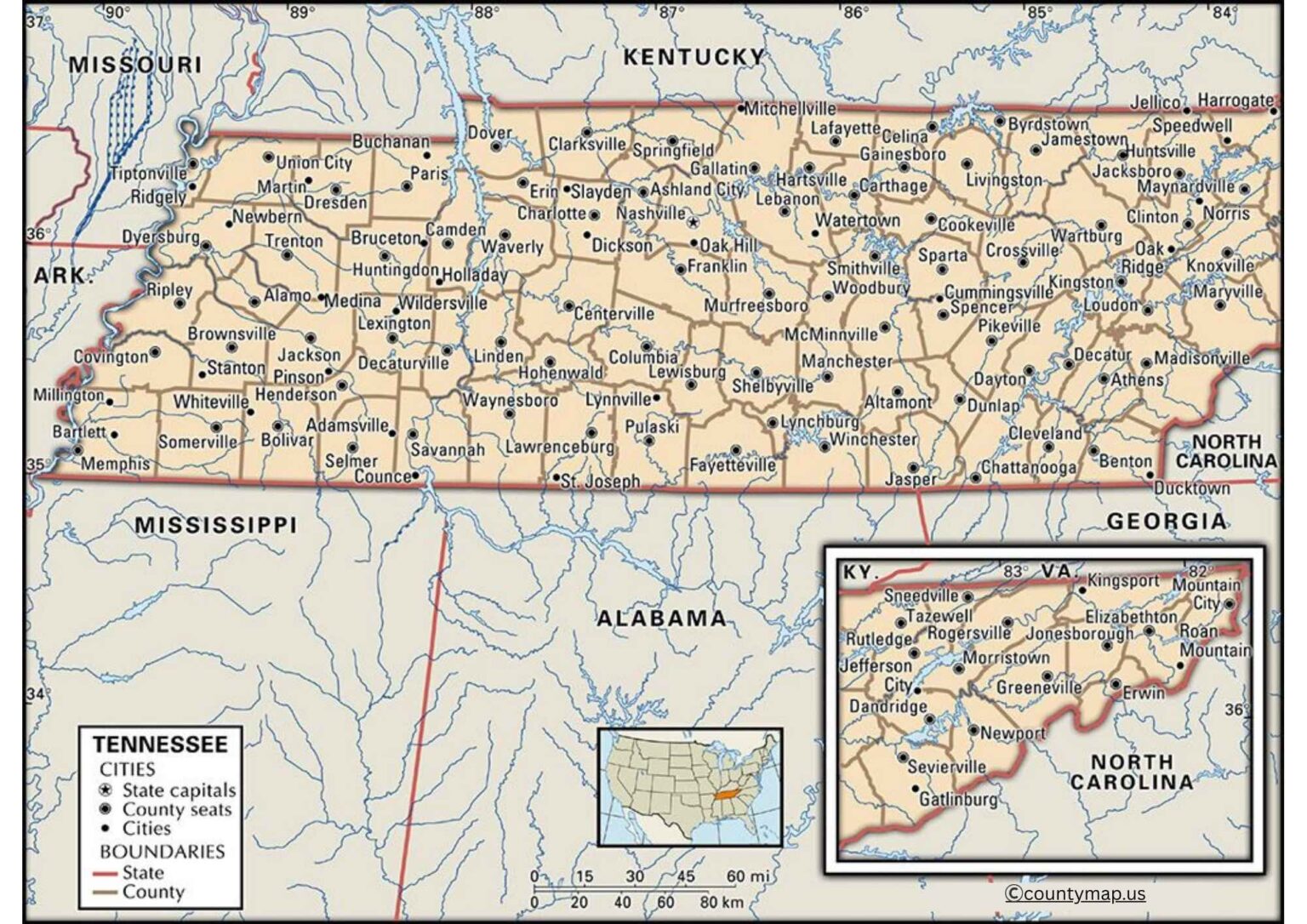 Tennessee County Map