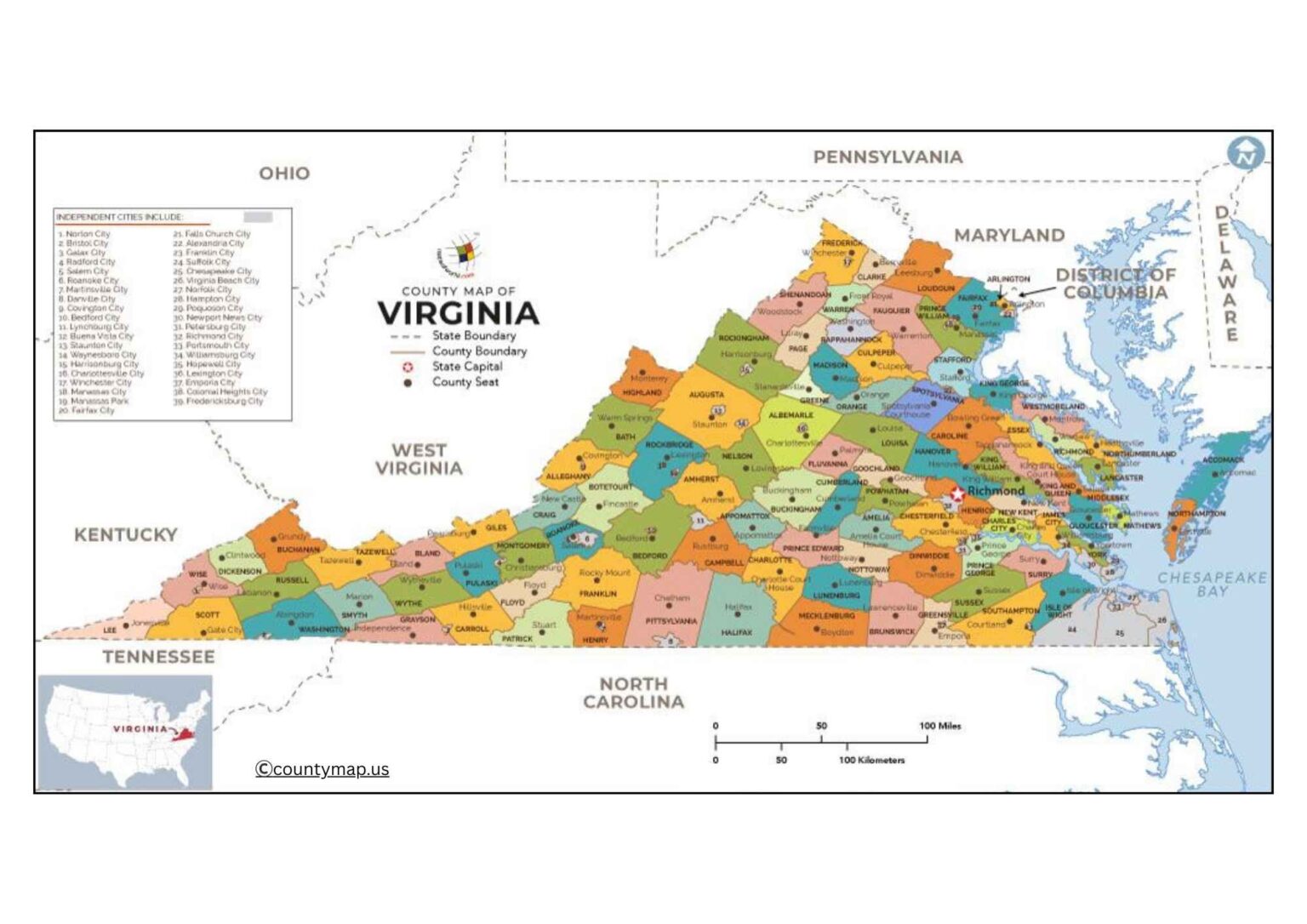 Virginia County Map