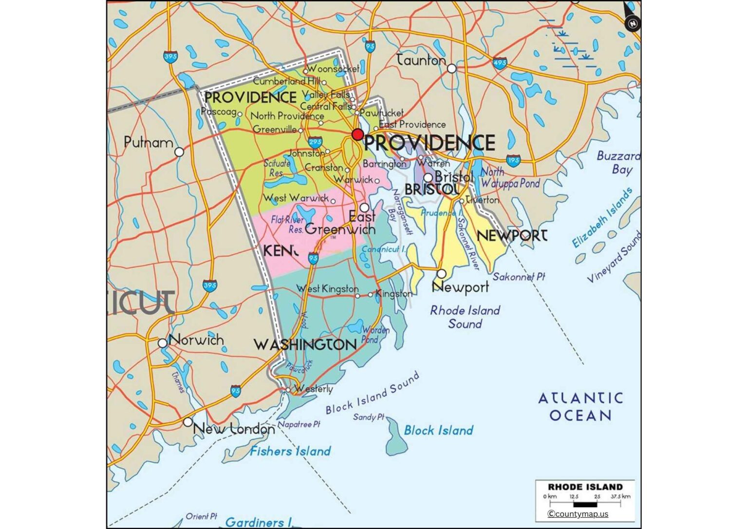 Rhode Island County Map