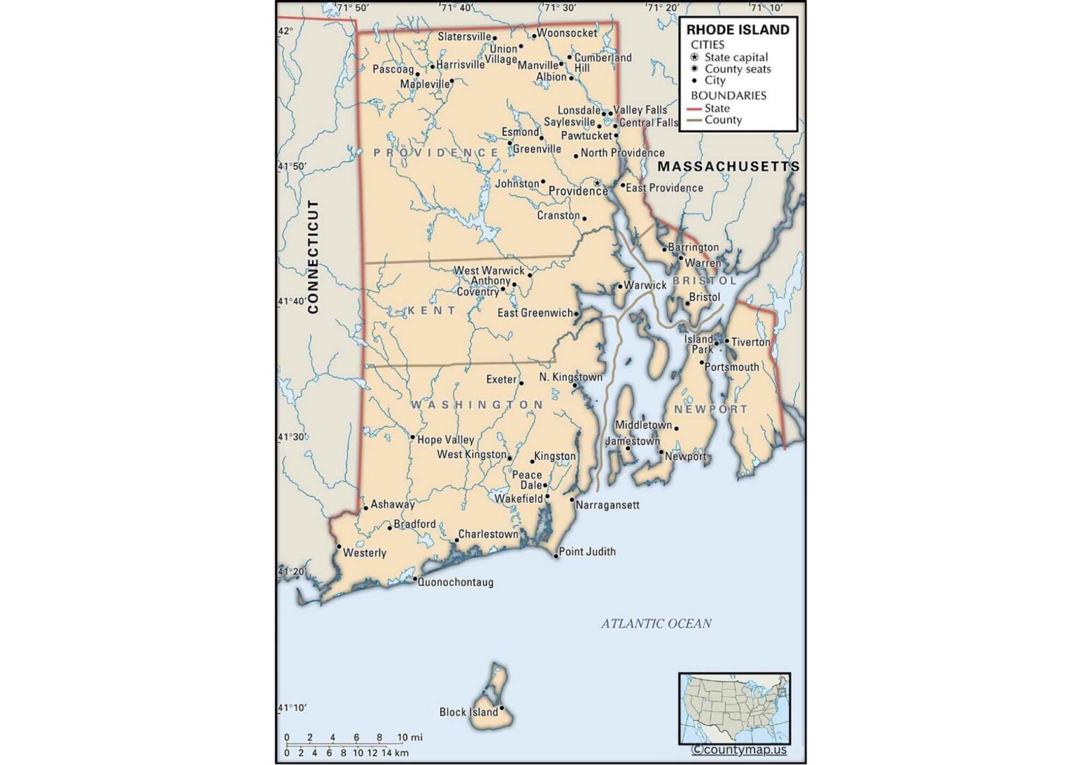 Rhode Island County Map