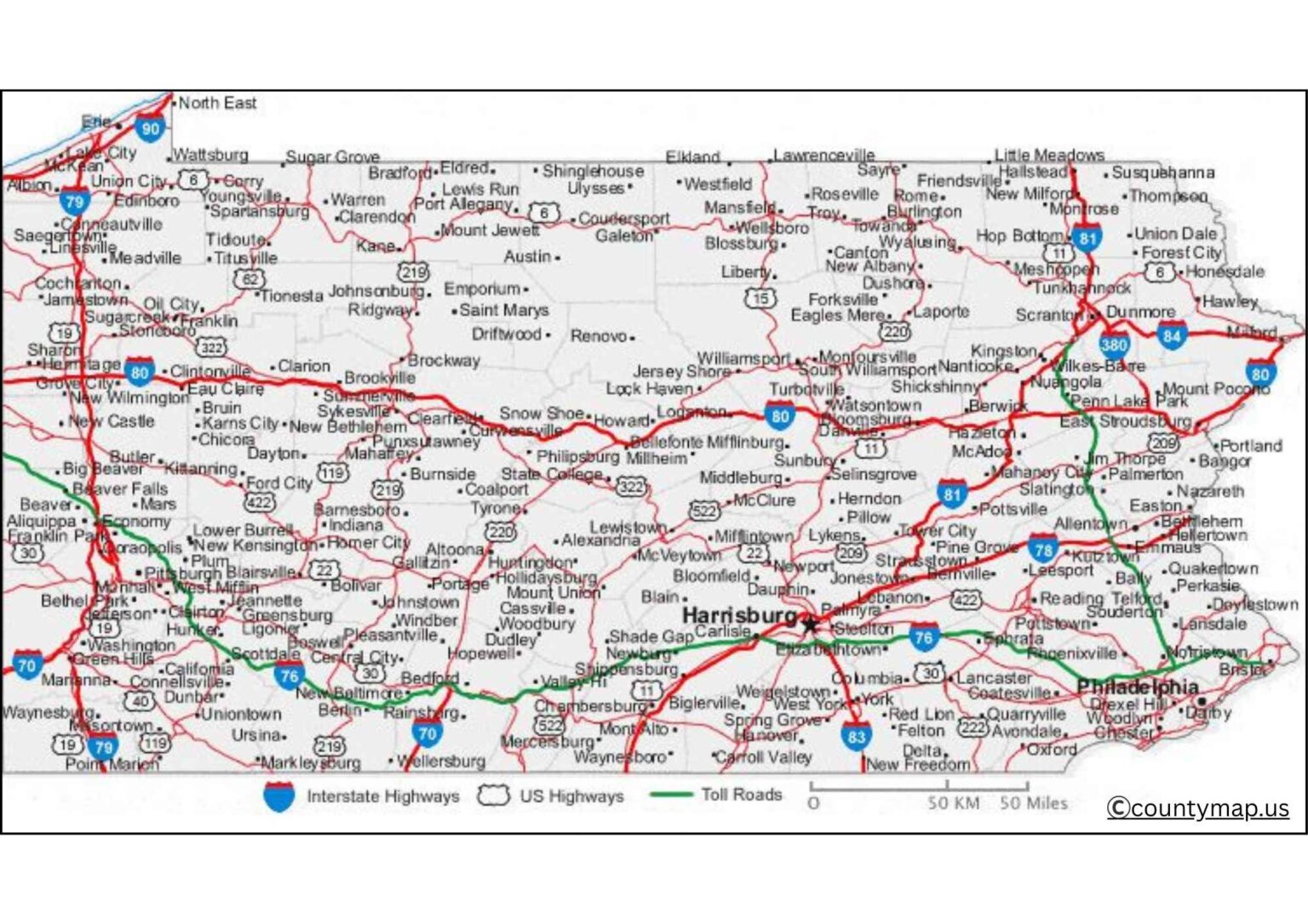 Pennsylvania County Map