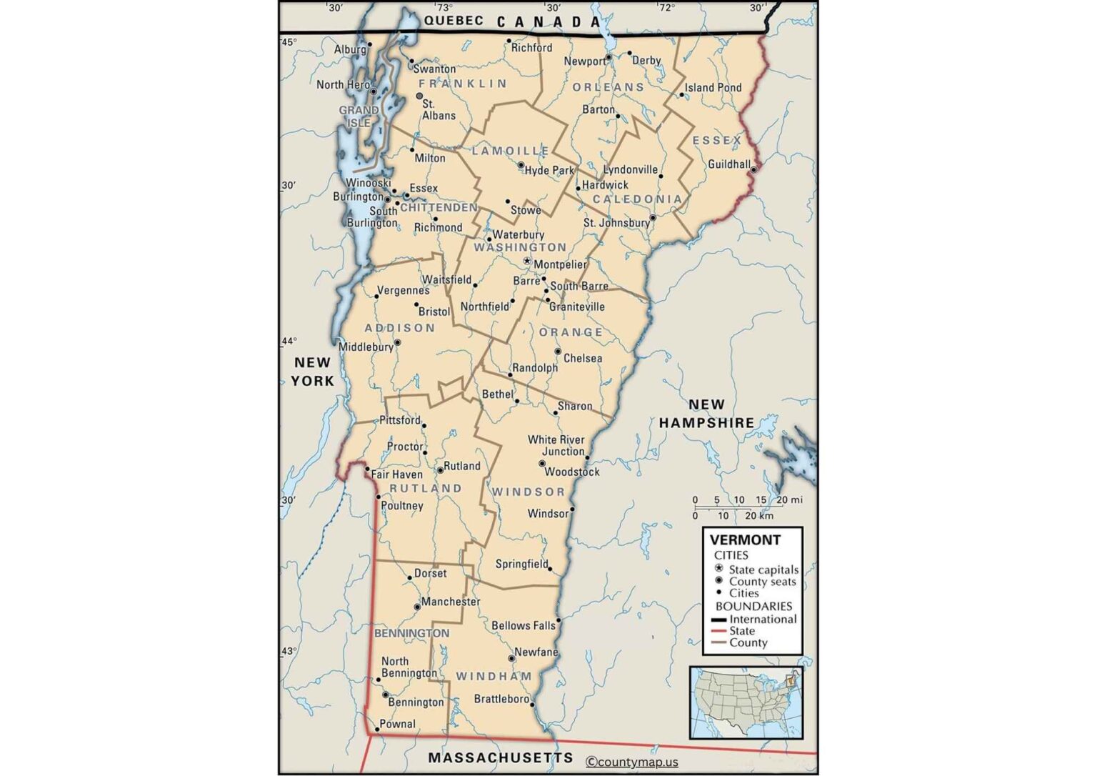 Vermont County Map