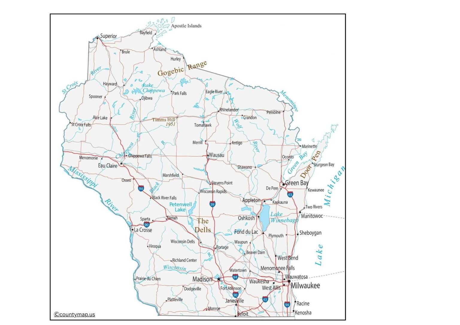 Wisconsin County Map
