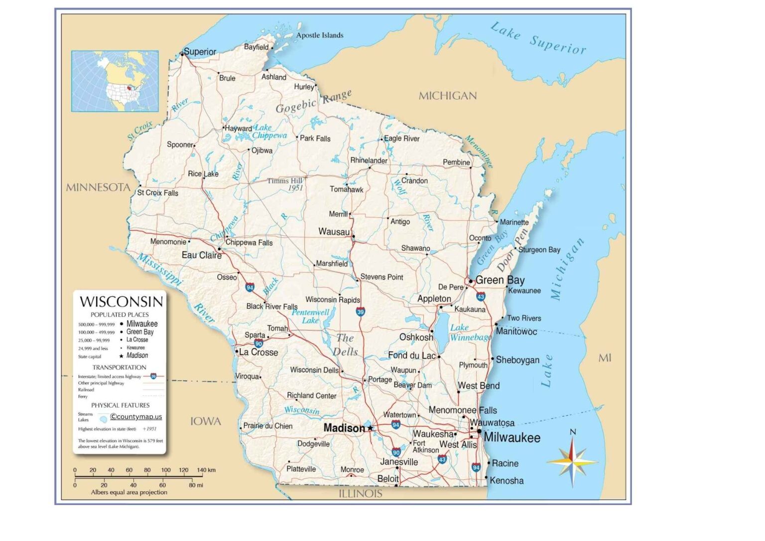 Wisconsin County Map